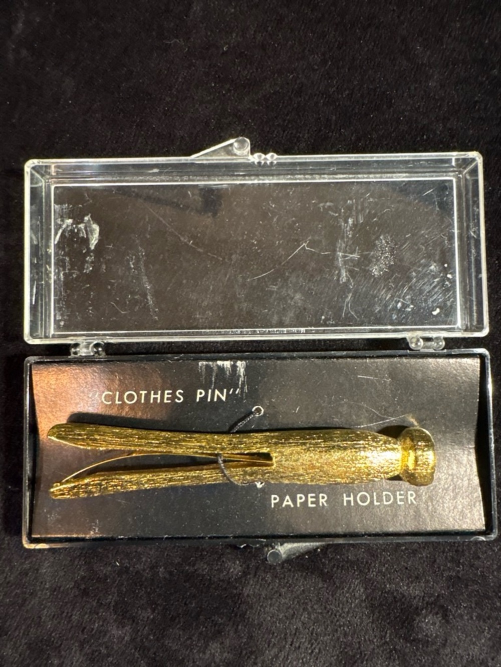 Vintage Brass Clothespin Desk Clip Paperweight OS MCM Desk Novelty NIB